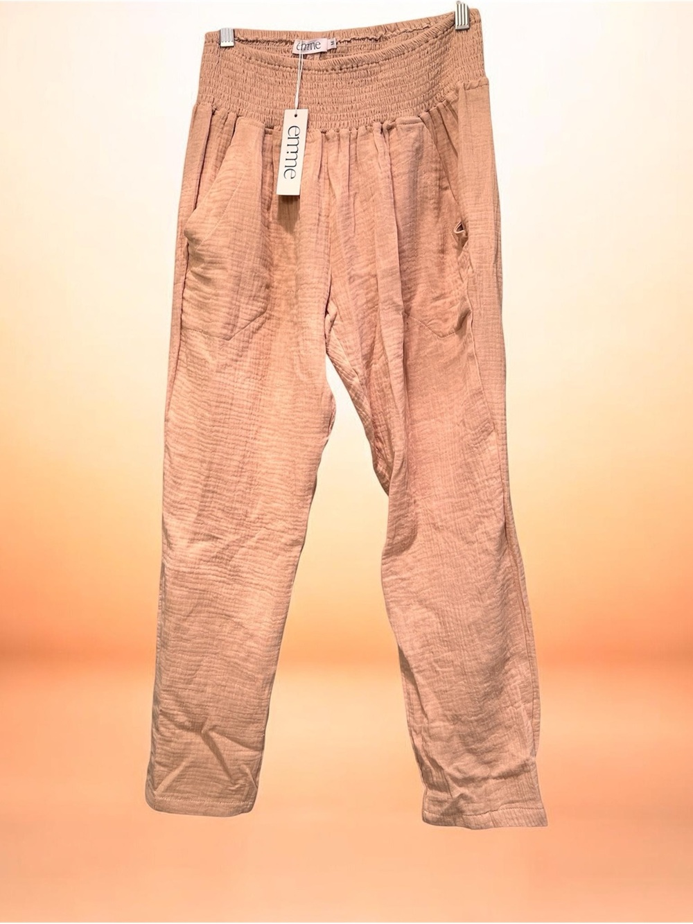 Everyday Transitional Smocked Linen Pant NWT